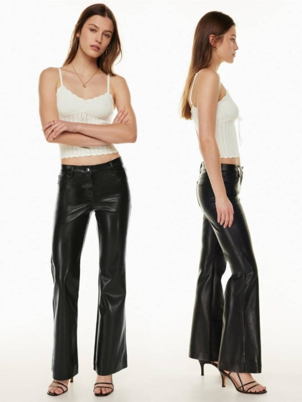 NWT WILFRED Aritizia Melina Low Rise Flare Vegan Leather Pant 10 Black